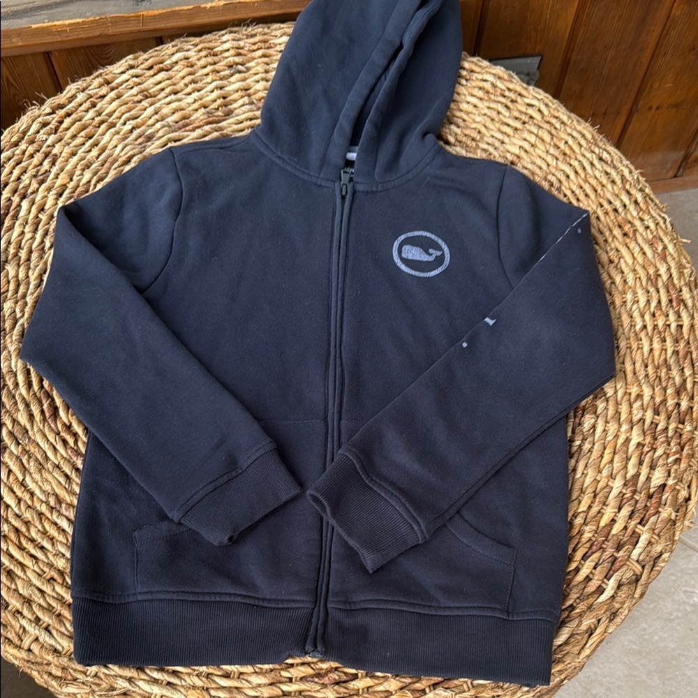Vineyard Vines navy blue full  zip up hoodie - small 8-10